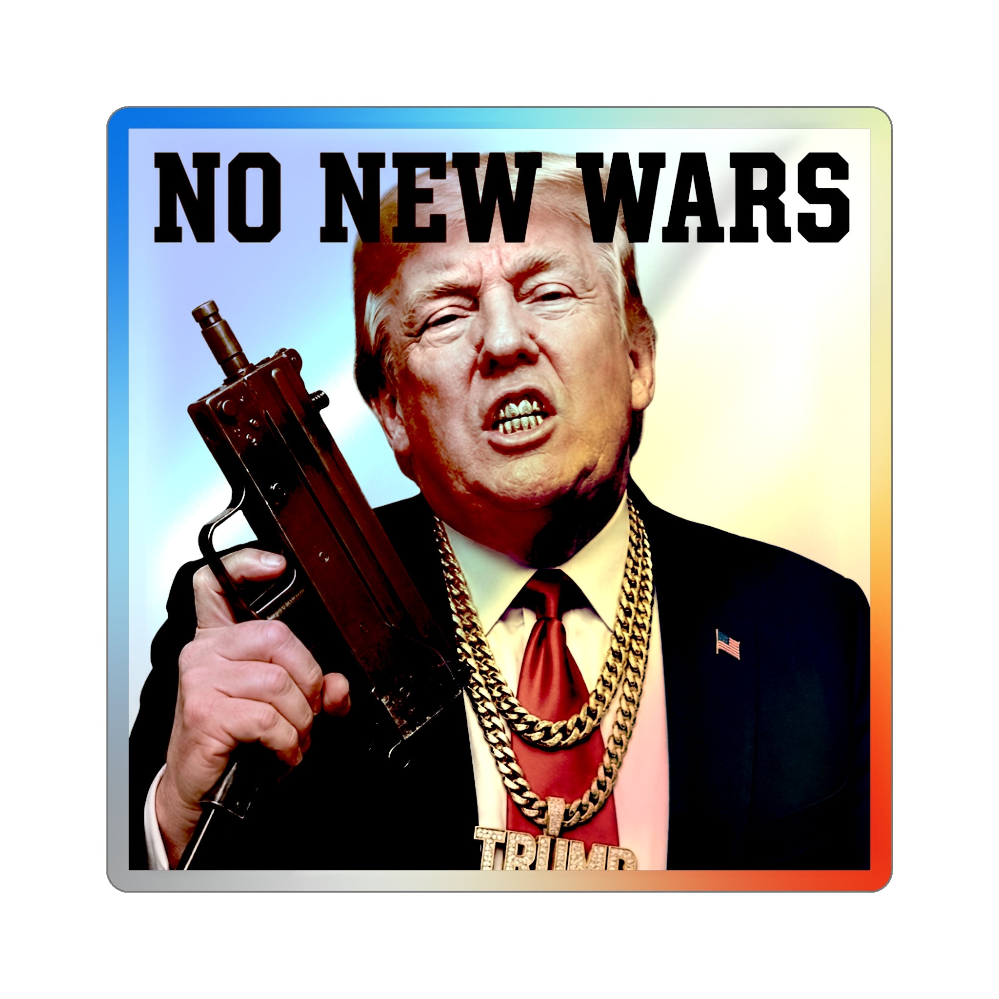 Holographic No New Wars Sticker