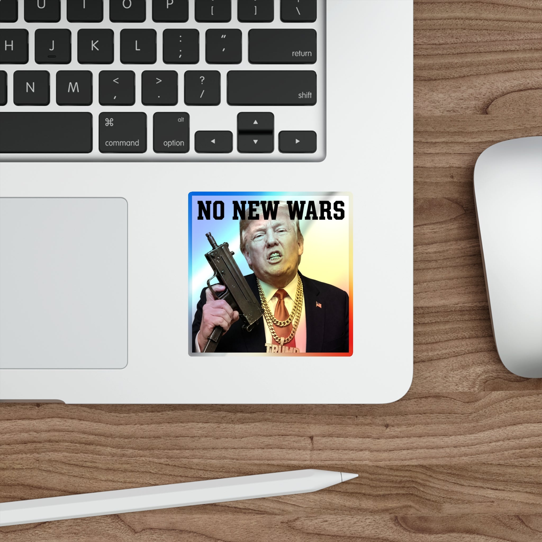 Holographic No New Wars Sticker
